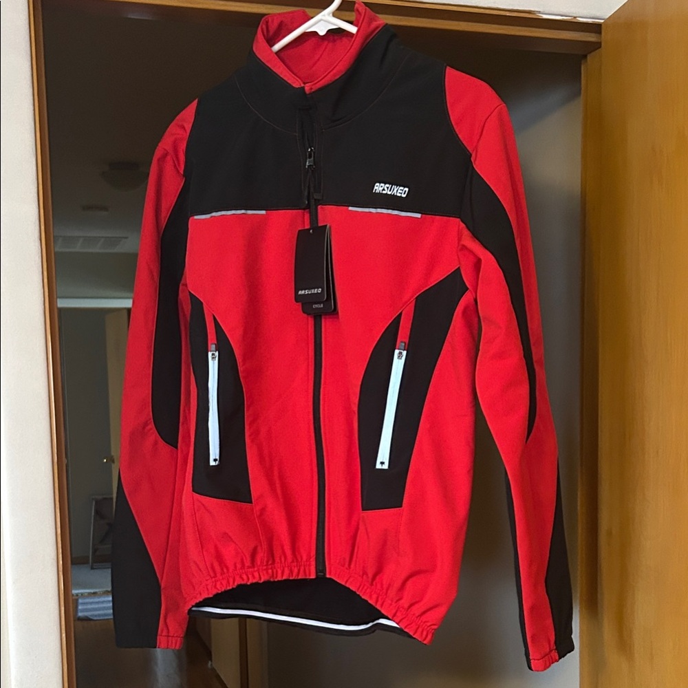ARSUXEO Men's Red and Black Performance Jacket